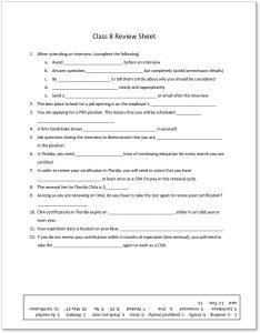 class 8 review sheet