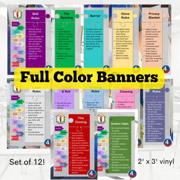 12 full color classroom banners describing principles